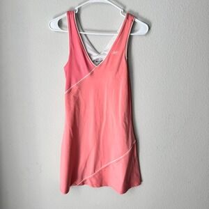 Reebok PlayDry Women XS Coral Pink Tennis Dress Sleeveless V-Neck Athletic RBK